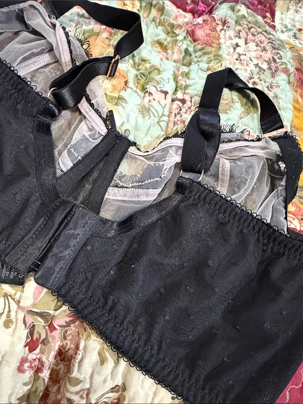 Lace Unlined Black Underwire Bra